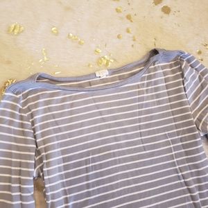 J. Crew M Gray & White Stripped Long Sleeve